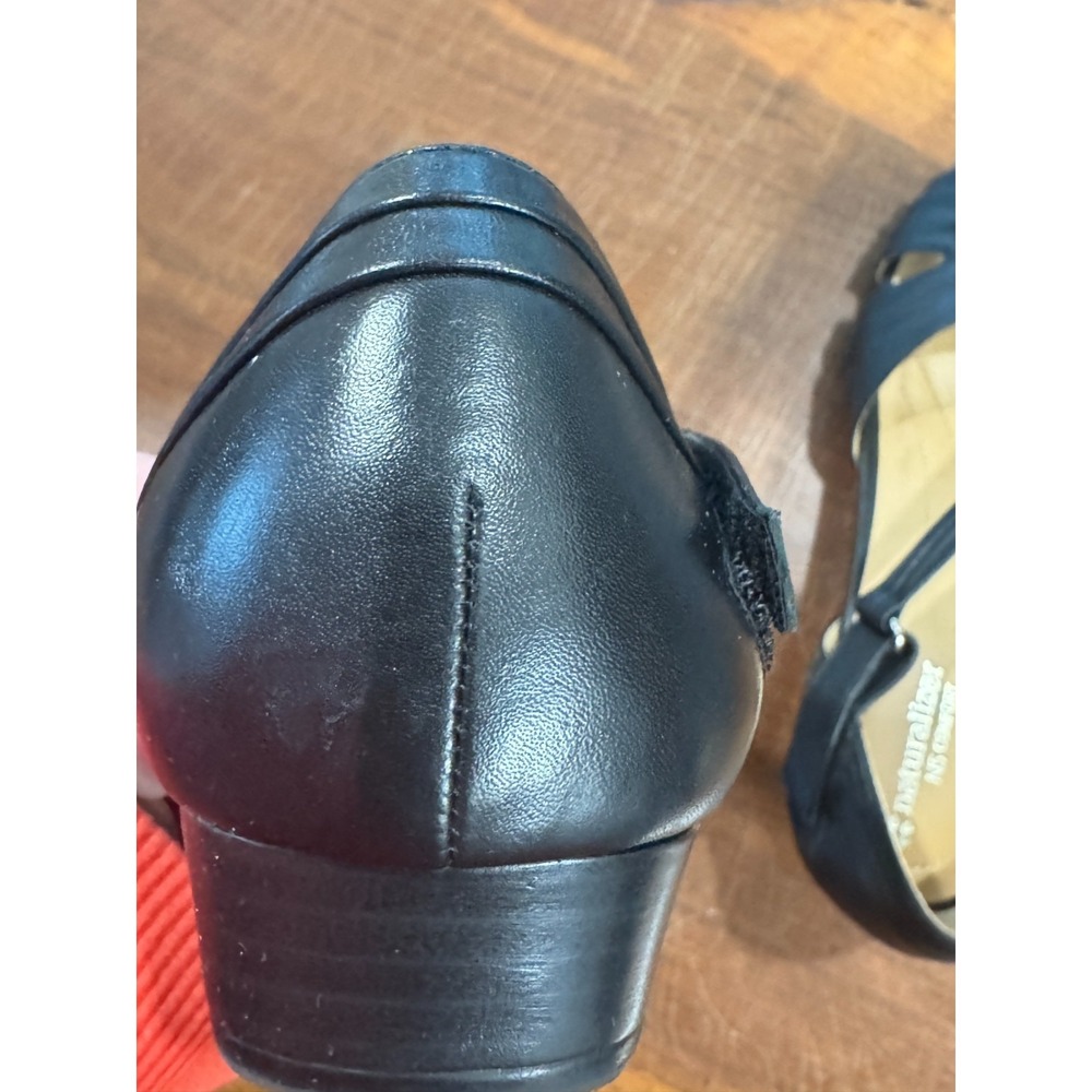 Naturalizer Black Leather Strappy D'Orsay Sandals with Ankle Buckle - Picture 6 of 9
